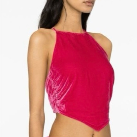 Reformation Velvet Halter Neck Top - Pink - Picture 1 of 7